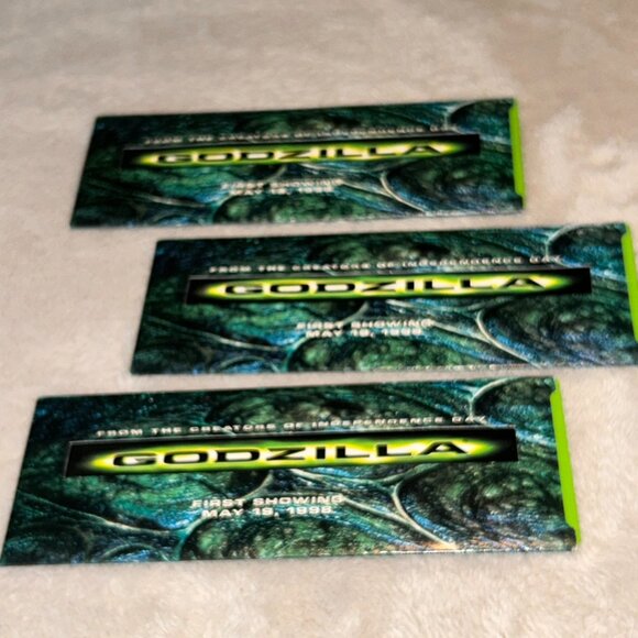 THREE 1998 Tri Star Godzilla First Showing Movie Tickets Limited Edition , Rare! - Picture 1 of 10